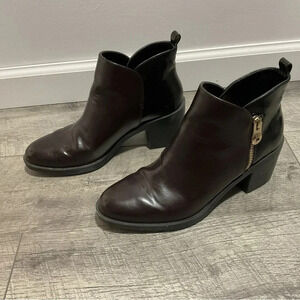 Zara Trafaluc Black Brown Zippered Ankle Boots Size 40